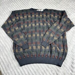 Farah Mens VTG  90s Textured‎  Multicolored KnitSweater Pullover Crew Neck 2xL